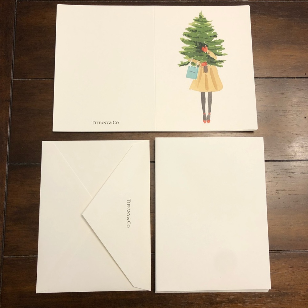 Set of 8 Tiffany Christmas Cards - Girl with Tree - Picture 5 of 9